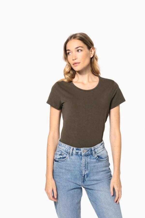 Kurzarm-Damen-T-Shirt mit Rundhalsausschnitt