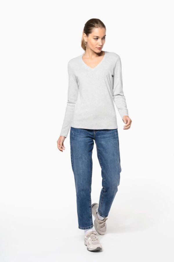 Ladies' long sleeve V-neck T-shirt