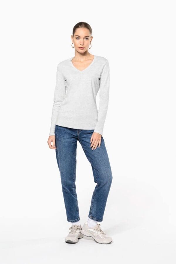Ladies' long sleeve V-neck T-shirt