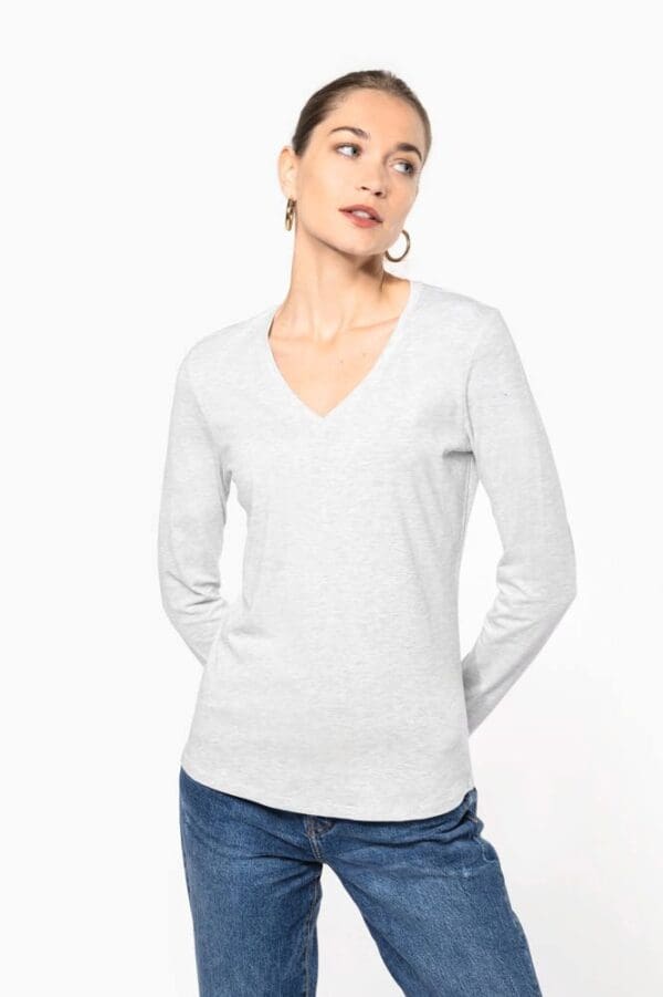 Ladies' long sleeve V-neck T-shirt
