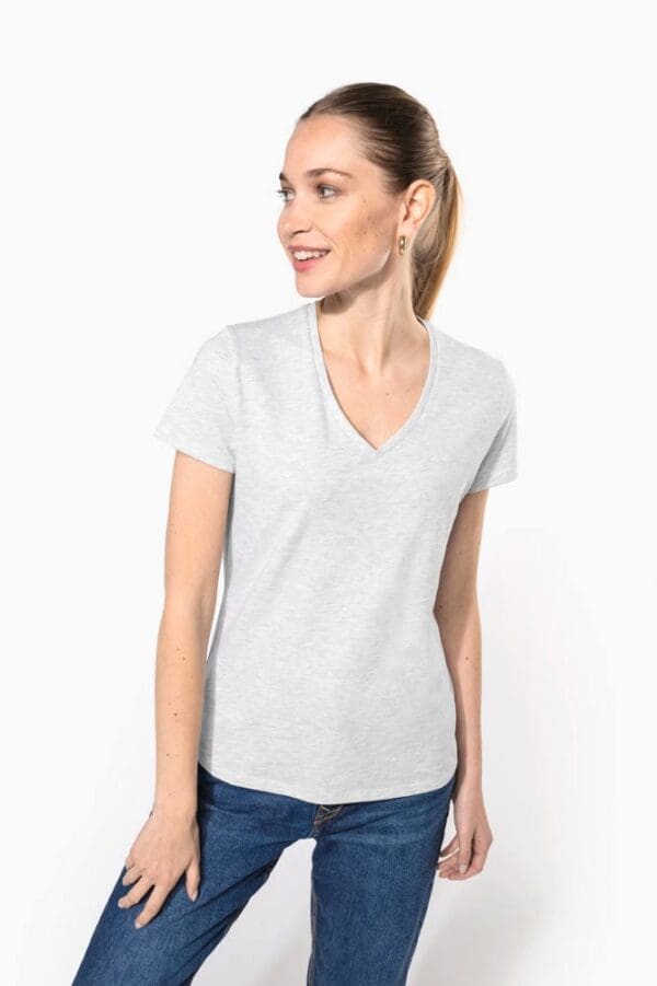 Ladies' short-sleeved V-neck T-shirt