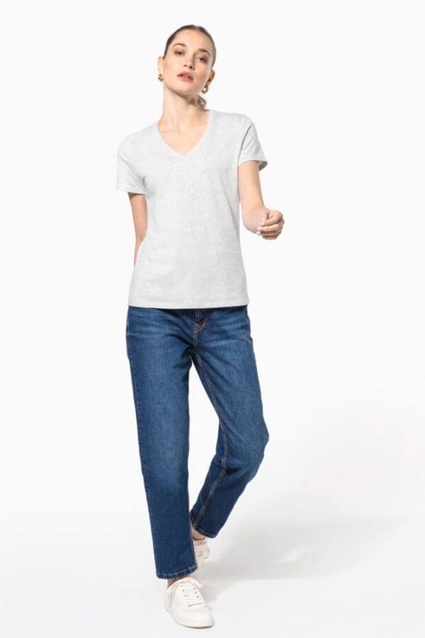 Ladies' short-sleeved V-neck T-shirt