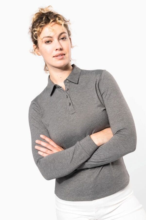 Langarm-Polohemd für Damen aus Jersey K265