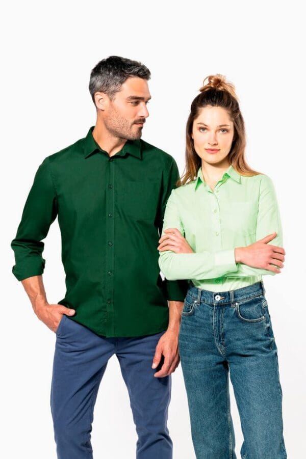 Popeline-Hemd Baumwollpolyester pflegeleicht für Damen