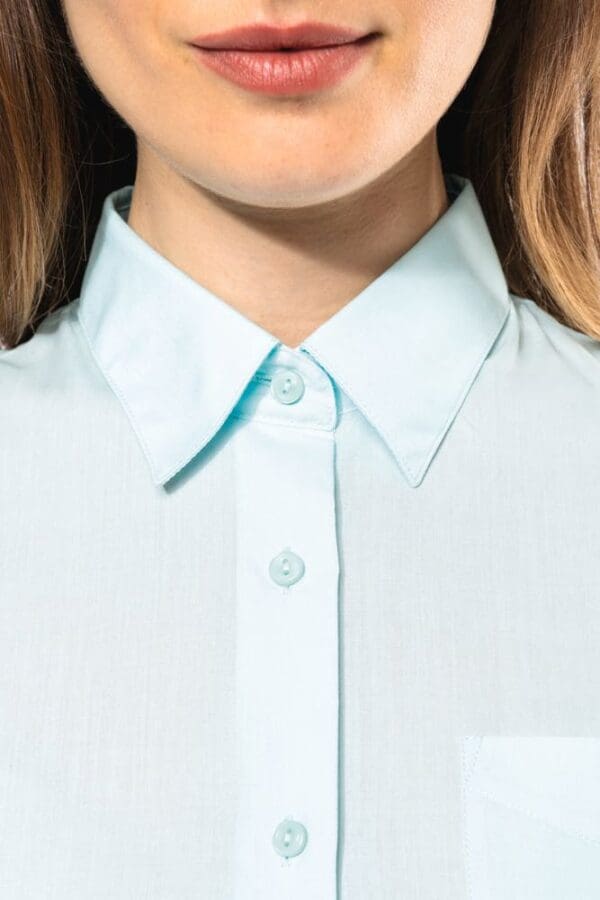 Popeline-Kurzarmhemd Baumwollpolyester pflegeleicht für Damen