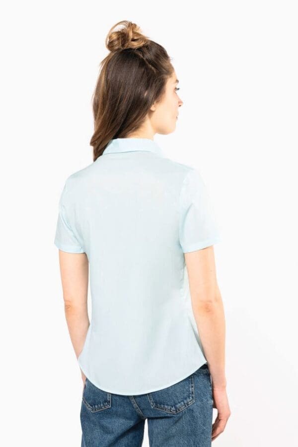 Popeline-Kurzarmhemd Baumwollpolyester pflegeleicht für Damen