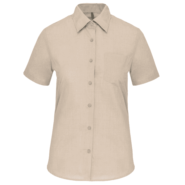 Popeline-Kurzarmhemd Baumwollpolyester pflegeleicht für Damen