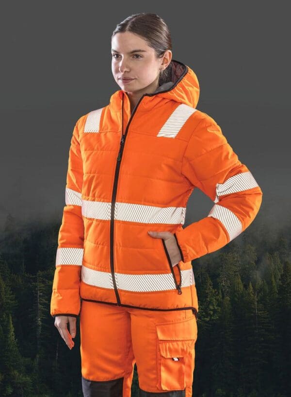 Sicherheitsjacke aus wattiertem, recyceltem Ripstop R500X