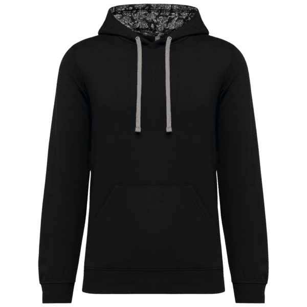 Unisex-Kapuzensweatshirt mit kontrastfarbener Kapuze und Motiven K4013