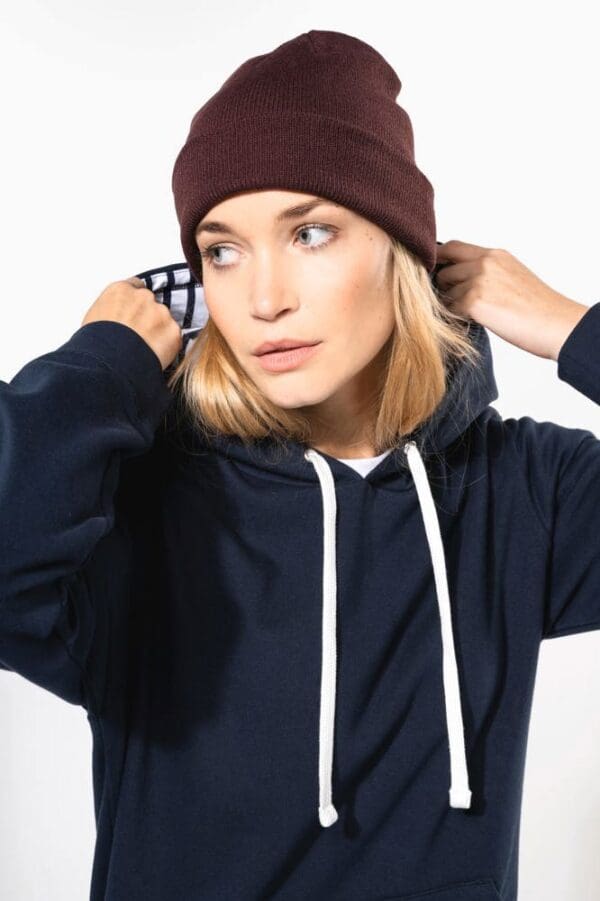 Unisex-Kapuzensweatshirt mit kontrastfarbener Kapuze und Motiven K4013