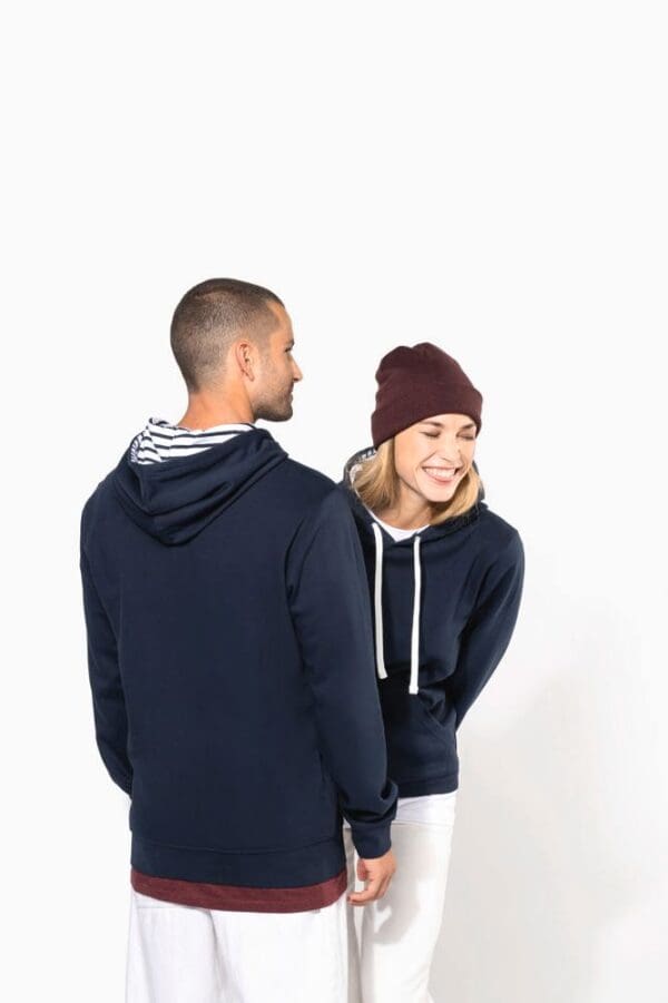Unisex-Kapuzensweatshirt mit kontrastfarbener Kapuze und Motiven K4013