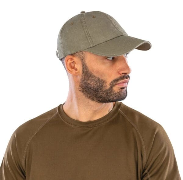 Washed Fine Line Cotton Cap with Sandwich Peak RC054X