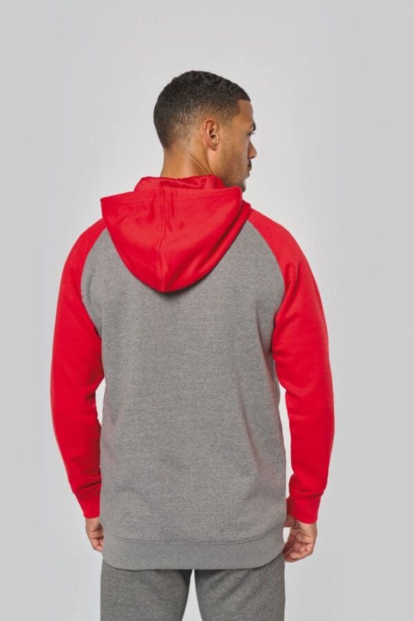 Zweifarbige Unisex-Fleecejacke mit Reißverschluss und Kapuze PA380