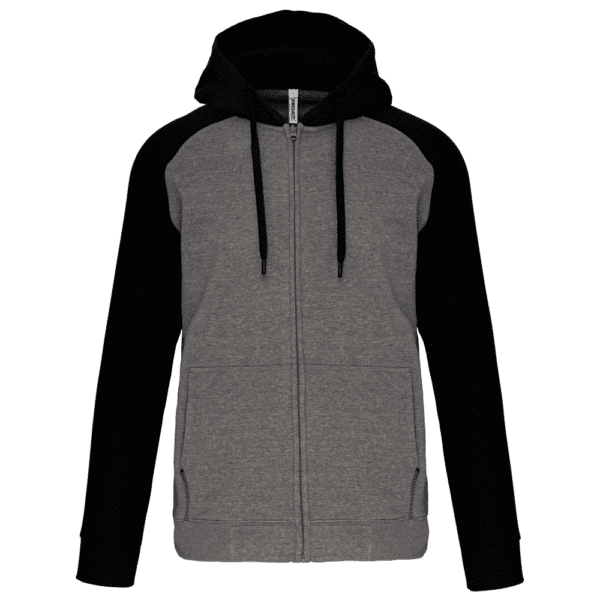 Zweifarbige Unisex-Fleecejacke mit Reißverschluss und Kapuze PA380