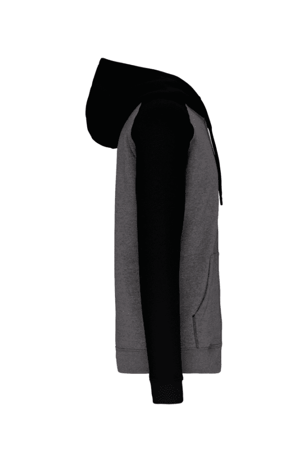 Zweifarbige Unisex-Fleecejacke mit Reißverschluss und Kapuze PA380