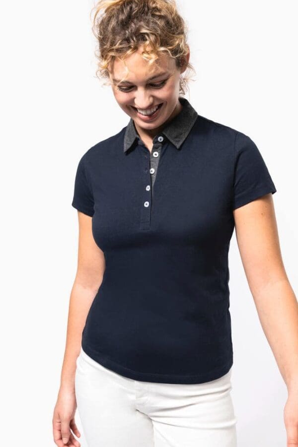 Zweifarbiges Jersey-Polohemd für Damen K261