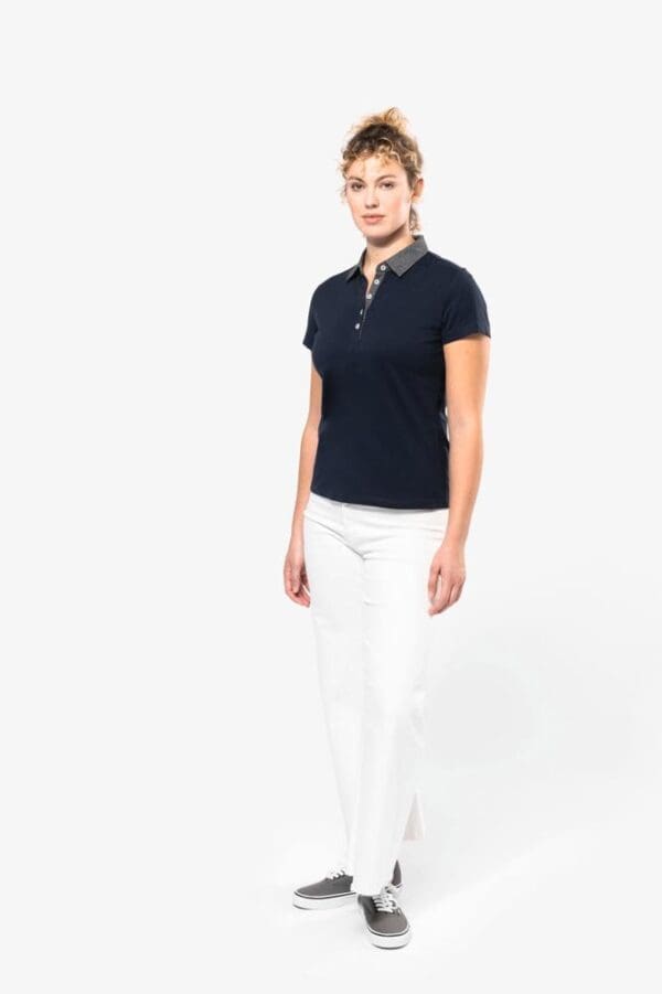 Zweifarbiges Jersey-Polohemd für Damen K261
