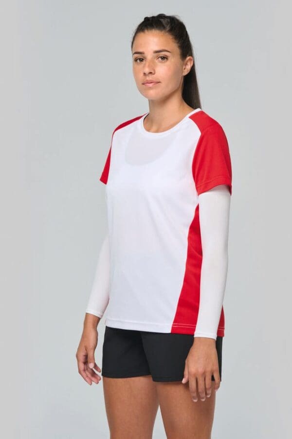 Zweifarbiges umweltfreundliches Damen-Sport-T-Shirt PA4015