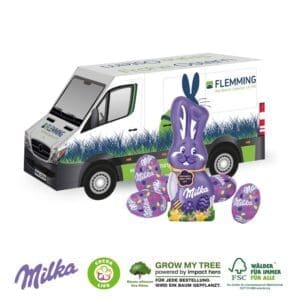 OSTERN 3D PRÄSENT TRANSPORTER MIT SCHOKOLADENMISCHUNG VON MILKA