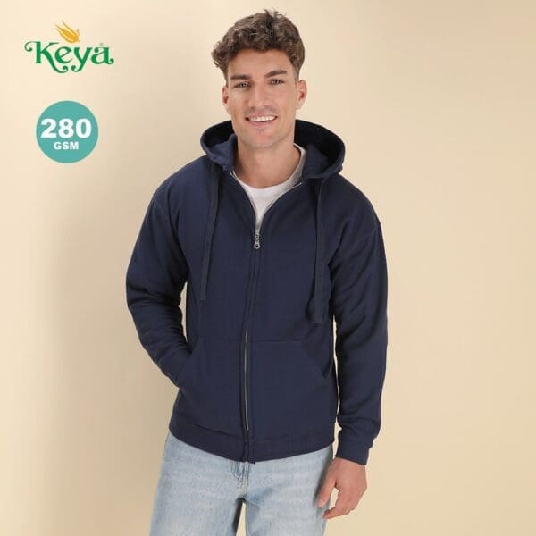 Erwachsene Sweatshirt mit Kapuze + Reißverschluss "keya" SWZ280