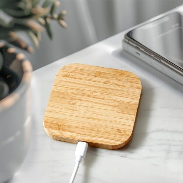 Wireless Charger Bamboo Square