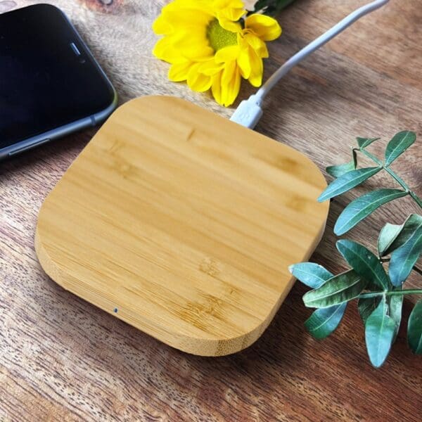 Wireless Charger Bamboo Square