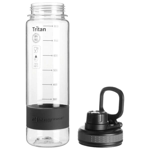 Schwarzwolf outdoor® KIBO Transparent Tritan Trinkflasche, 0,8 l