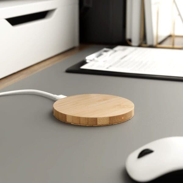 Wireless QI Charger Bamboo round
