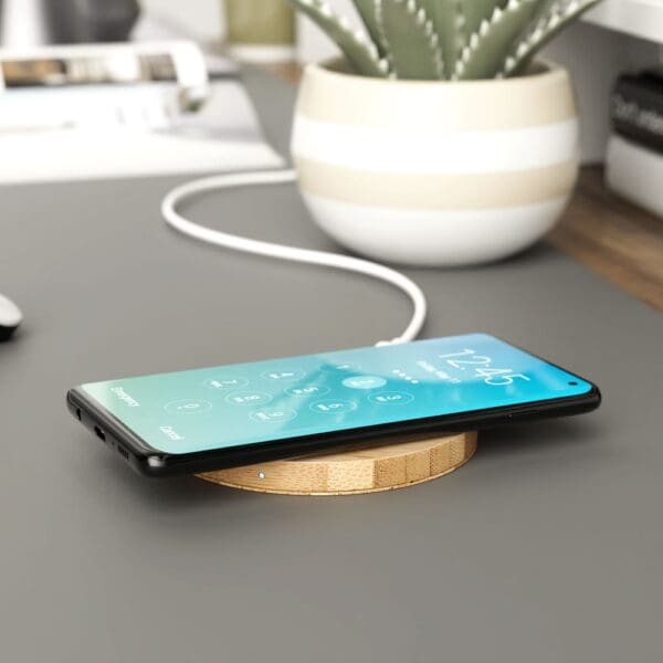 Wireless QI Charger Bamboo round