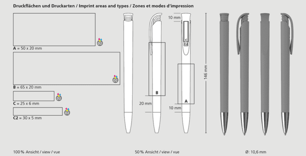 Druckkugelschreiber Klio-Eterna - Jona softgrip Ms