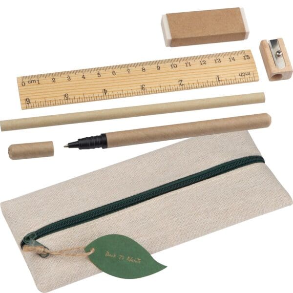 Bleistift Schreibset mit Lineal, Radiergummi, Spitzer, und Rollerball