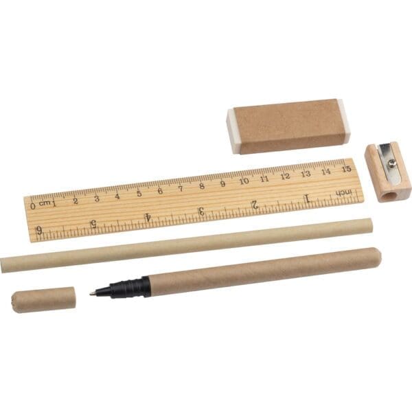 Bleistift Schreibset mit Lineal, Radiergummi, Spitzer, und Rollerball