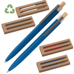 Kugelschreiber Schreibset mit und Druckbleistift aus recyceltem Aluminium