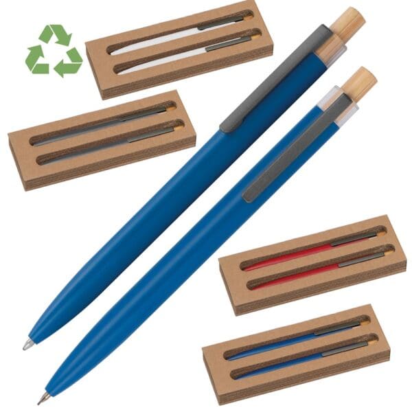 Kugelschreiber Schreibset mit und Druckbleistift aus recyceltem Aluminium