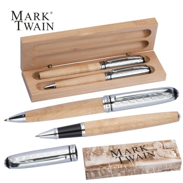 Mark Twain Schreibset aus Holz