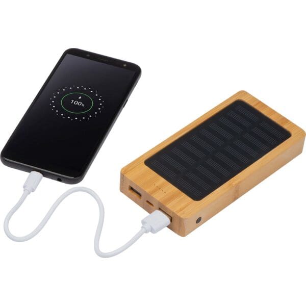 Powerbank Solar aus Bambus mit 8.000 mAh