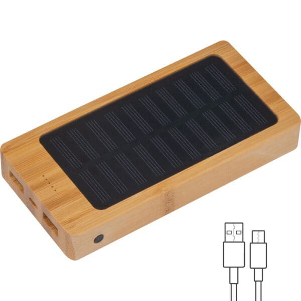 Powerbank Solar aus Bambus mit 8.000 mAh
