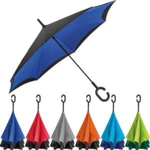 Umklappbarer Regenschirm aus 190T Pongee mit Griff zum Einhängen am Handgelenk