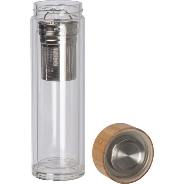 Vakuum Borosilikat Glasflasche mit Teesieb, 420ml