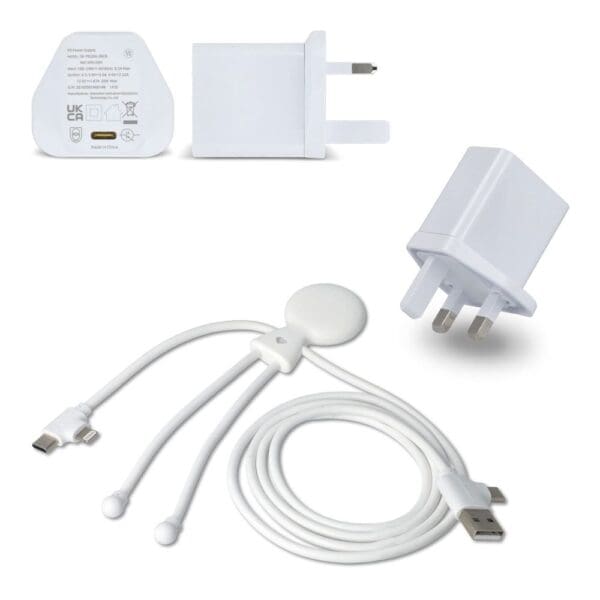 2090 - Xoopar Mr. Bio Langes Ladekabel + UK Stecker Adapter