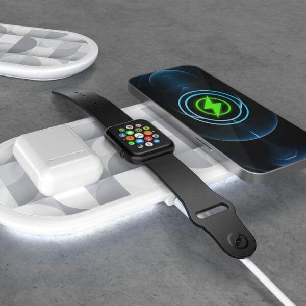 3-in-1 15W Drahtloses Ladegerät für Handys, Apple Watch und AirPods.