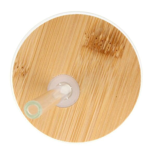 Glas mit Bambusdeckel & Strohhalm 450ml