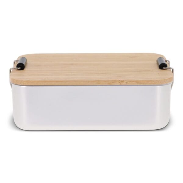 Lunchbox aus Aluminium mit Bambusdeckel