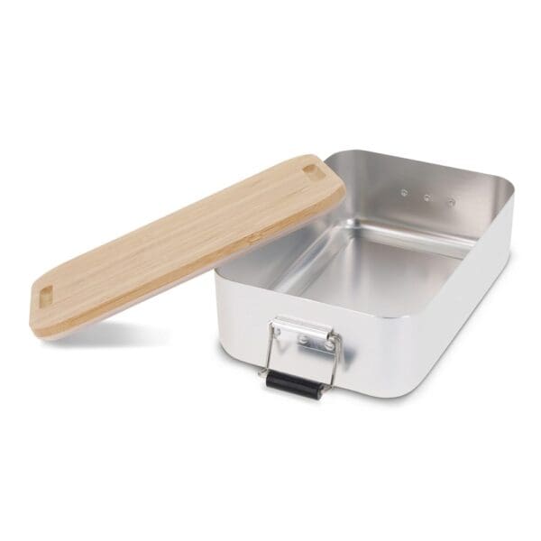 Lunchbox aus Aluminium mit Bambusdeckel
