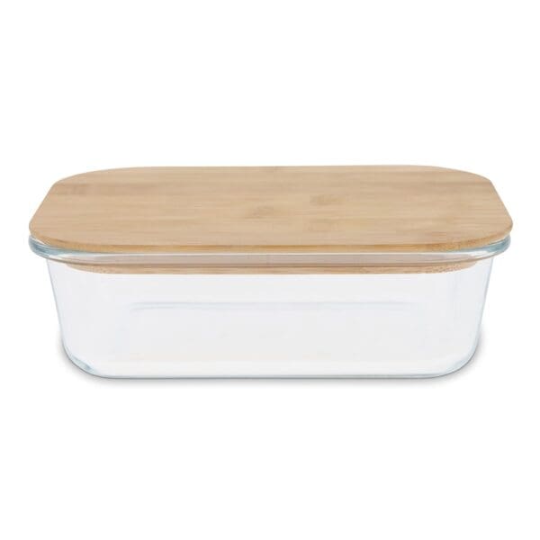 Lunchbox aus Glas mit Bambusdeckel