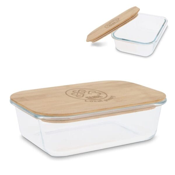 Lunchbox aus Glas mit Bambusdeckel