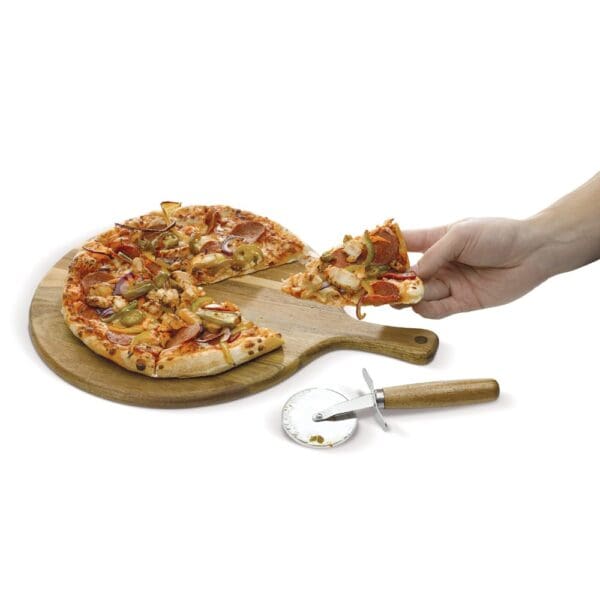 Pizza Schneidebrett mit Rollmesser