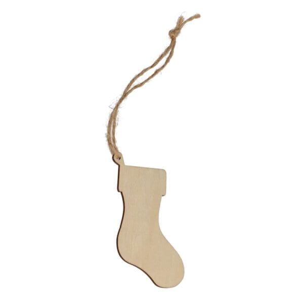 Strumpfförmiges Weihnachtsornament aus Holz