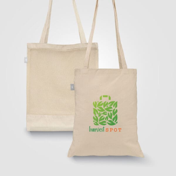 Harvest - Tragetasche aus recycelter Baumwolle mit Netzstoff (110 g/m²)