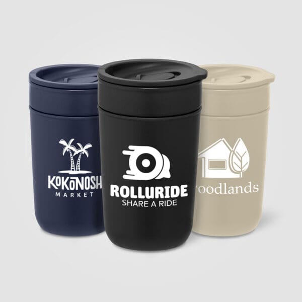 Keramikbecher Danube - 355 ml mit Außenwand & Deckel aus recyceltem Kunststoff